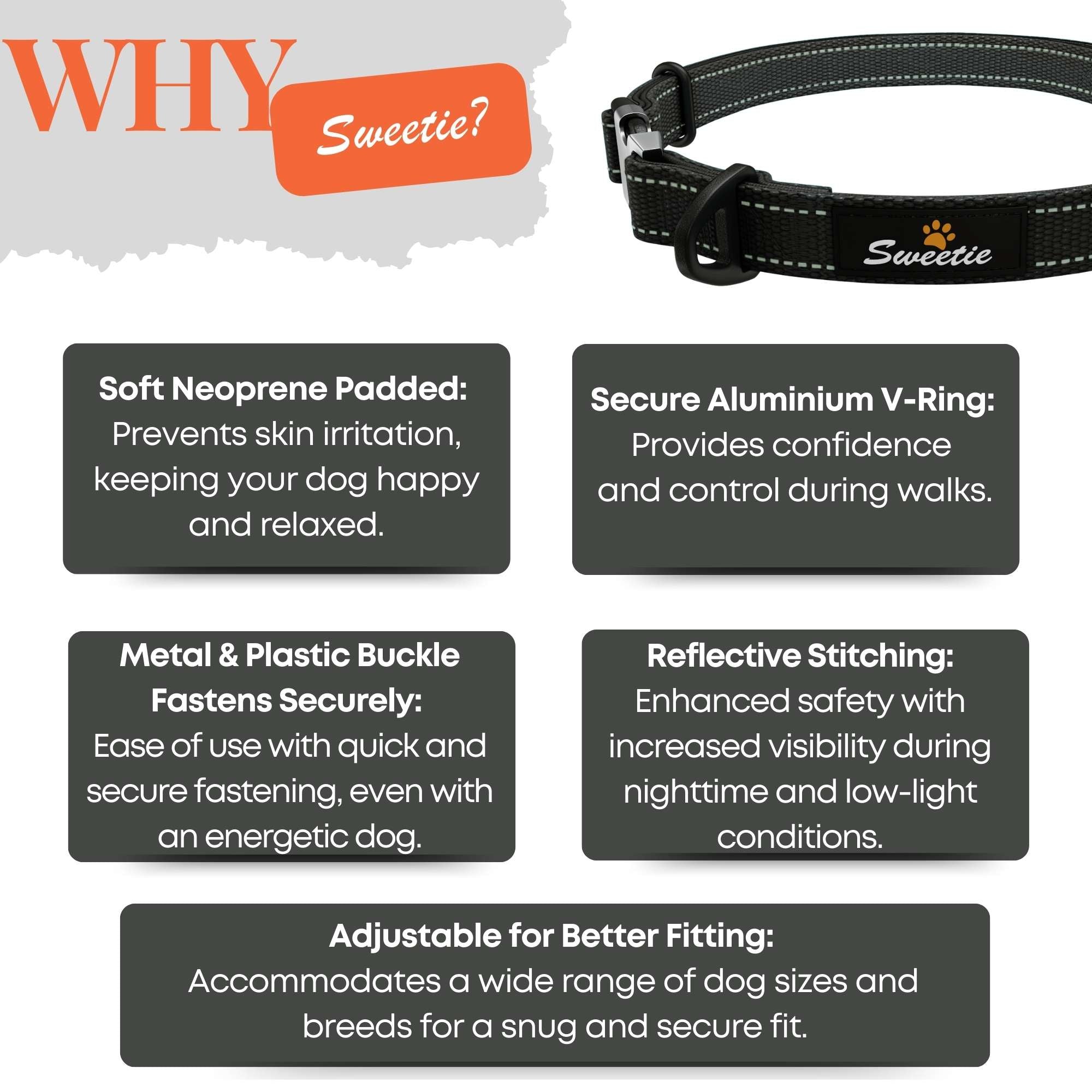 Black Padded Collar - Sweetie