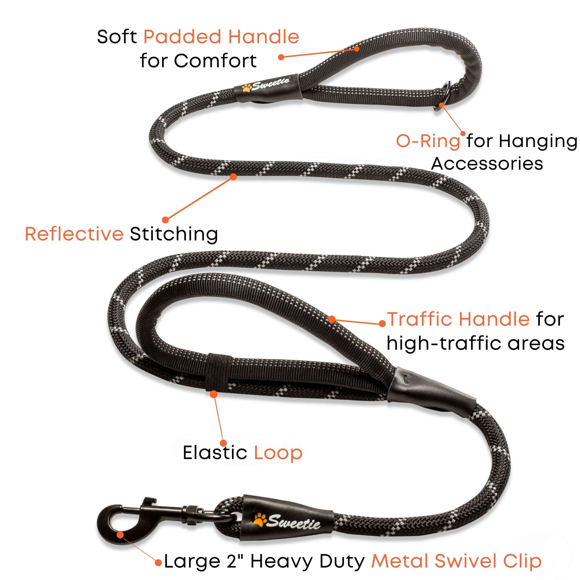 Black Rope Lead - Sweetie