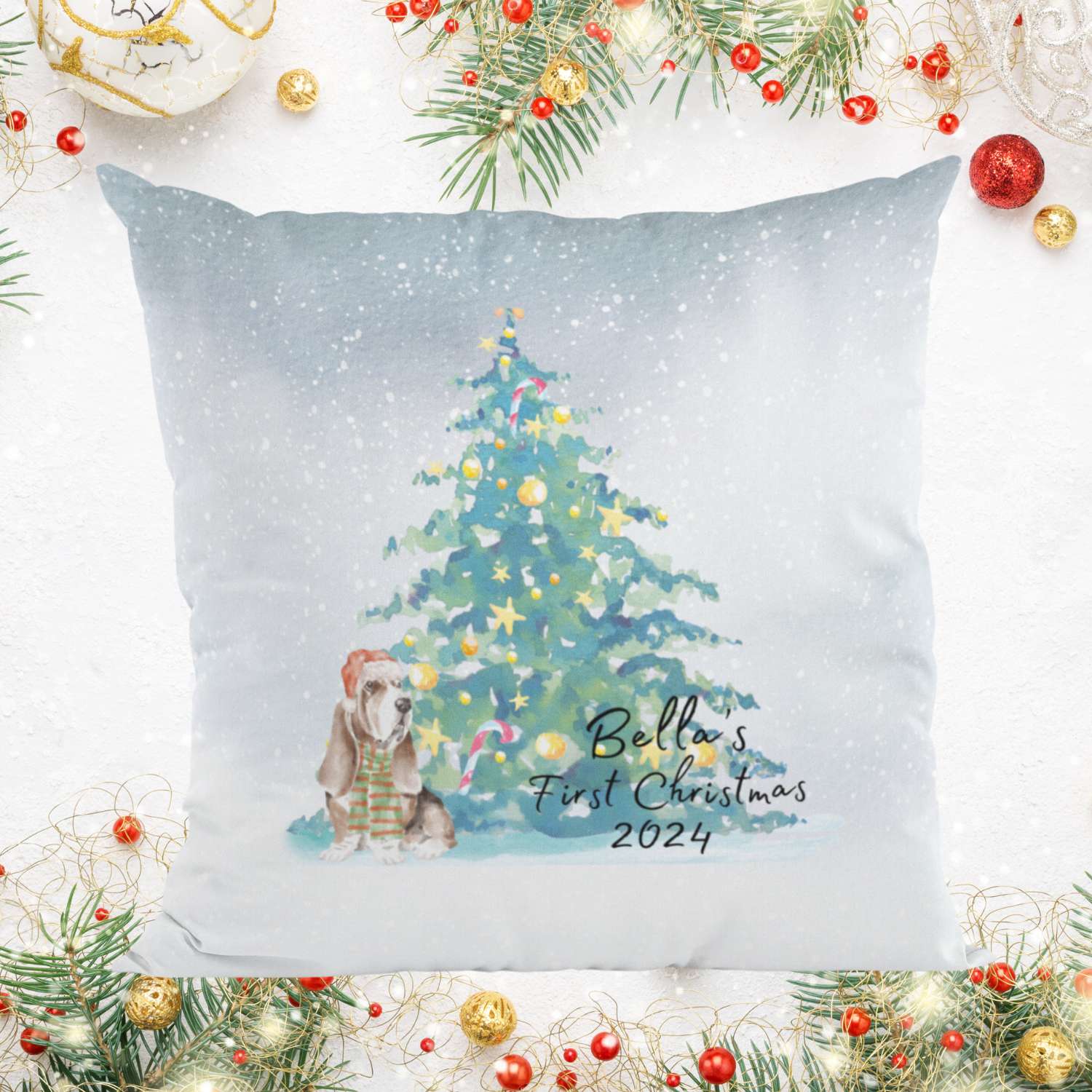 Personalised Dog First Christmas Cushion Gift - Sweetie