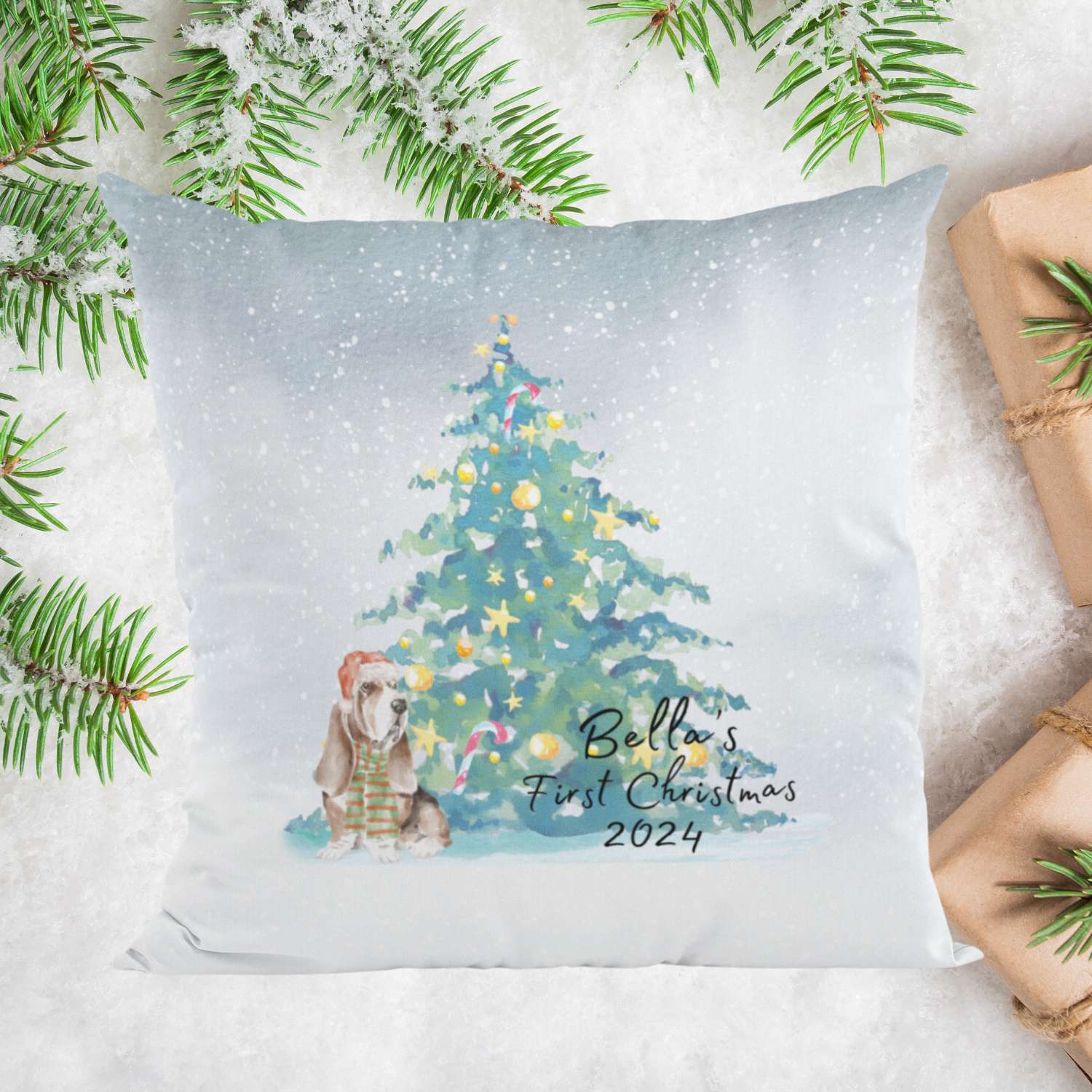 Personalised Dog First Christmas Cushion Gift - Sweetie