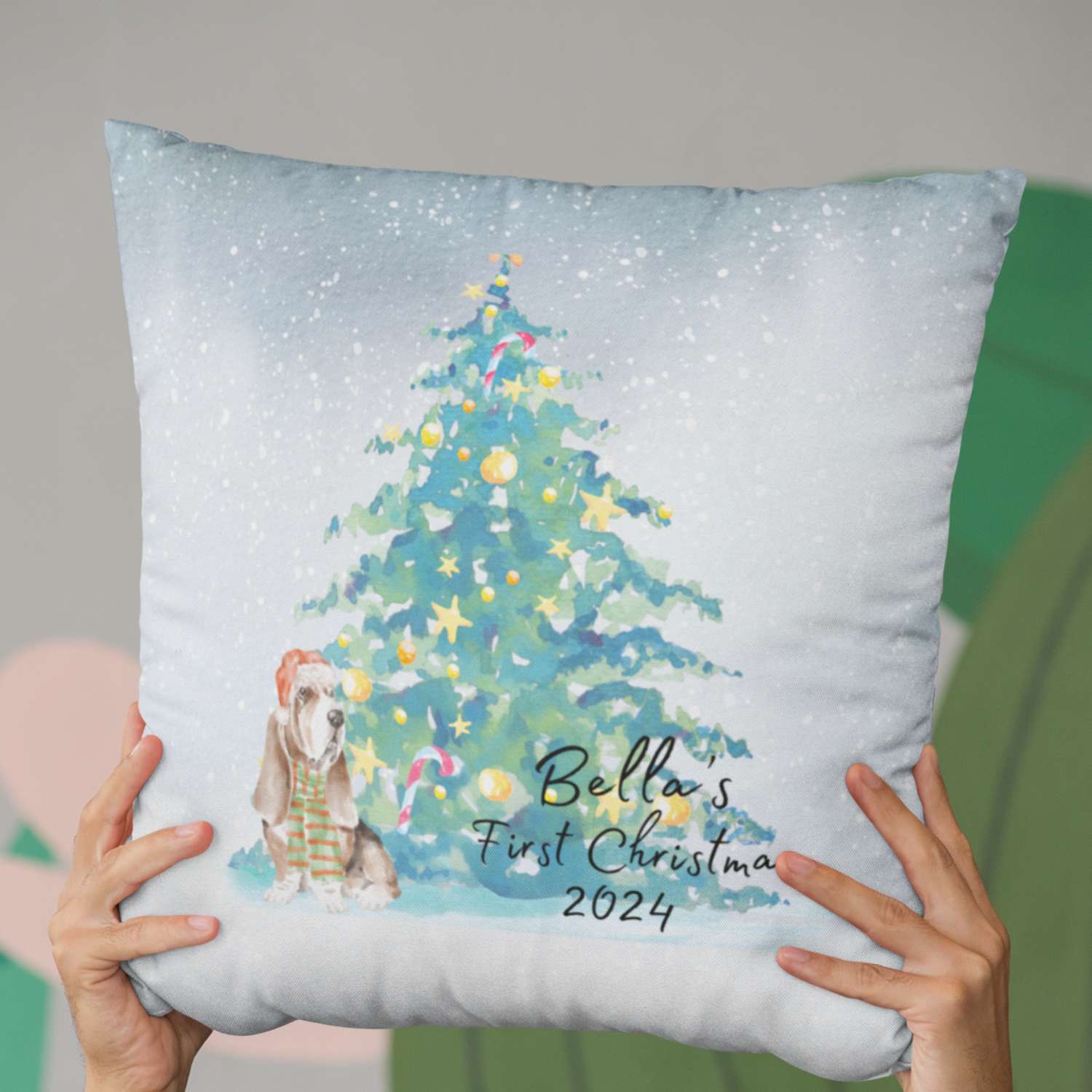 Personalised Dog First Christmas Cushion Gift - Sweetie